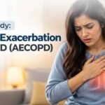 Acute exacerbation of COPD case study showing a woman experiencing breathing difficulty.
