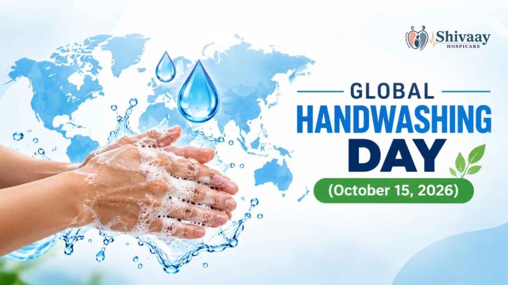 Global Handwashing Day 2026 banner featuring soapy hands, water droplets, and a world map.